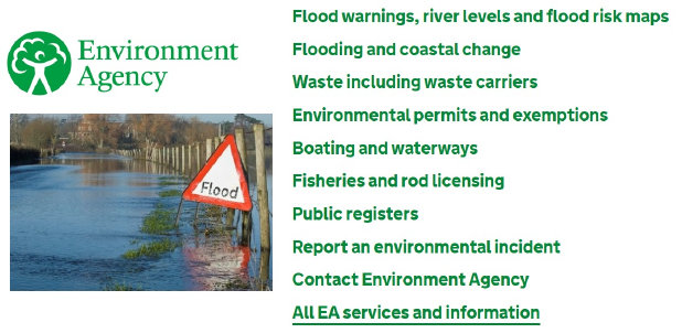 Link to Environmental Agency main website.